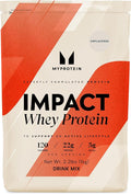 Myprotein Impact Whey Protein Powder 2.2 Lbs (33 Servings) Unflavored 22g Protein &amp 5g BCAA Per Serving Protein Shake for Superior Performance Muscle Strength &amp Recovery Gluten Free