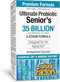 Natural Factors Ultimate Probiotic Senior's - Senior Supplement for Digestive &amp Immune Health - 35 Billion CFUs - Non-GMO &amp Gluten-Free - 30 Capsules (30 Servings)