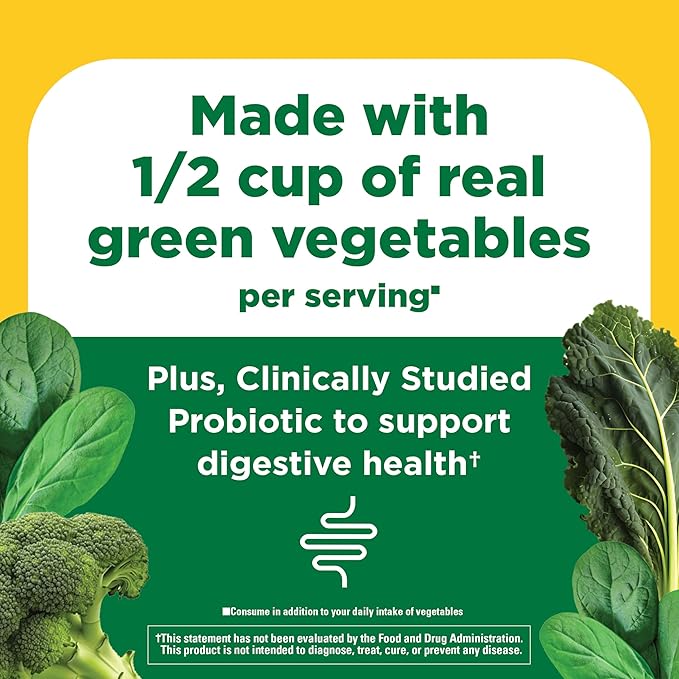 Nature Made Super Greens with Probiotic Capsules Made with 1/2 Cup Veggies Per Serving + Probiotics for Digestive Health 75 Capsules 25 Day Supply