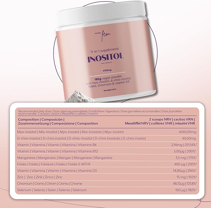 Myo-Inositol &amp D-Chiro Inositol Supplement for Women 4100mg (40:1 ratio) – 9-in-1 Hormonal &amp Metabolic Support with myoinositol. Inositol Powder Supplement for Hormone Balance and Ovarian Supp