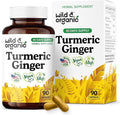 Wild &amp Organic Turmeric and Ginger Supplement Capsules - Mobility &amp Immune Support - Turmeric Ginger Black Pepper Supplement - 45 Days of Supply - Vegan No Fillers Non-GMO - 90 Count