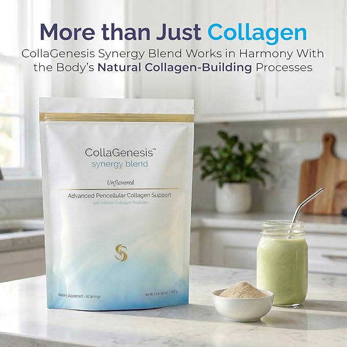 CollaGenesis™ – 25g Protein Marine Collagen Peptides MSM &amp Hyaluronic Acid Complete Amino Acid Profile Vitamins &amp Minerals Collagen Support Cofactors – Synergy Blend – Unflavored