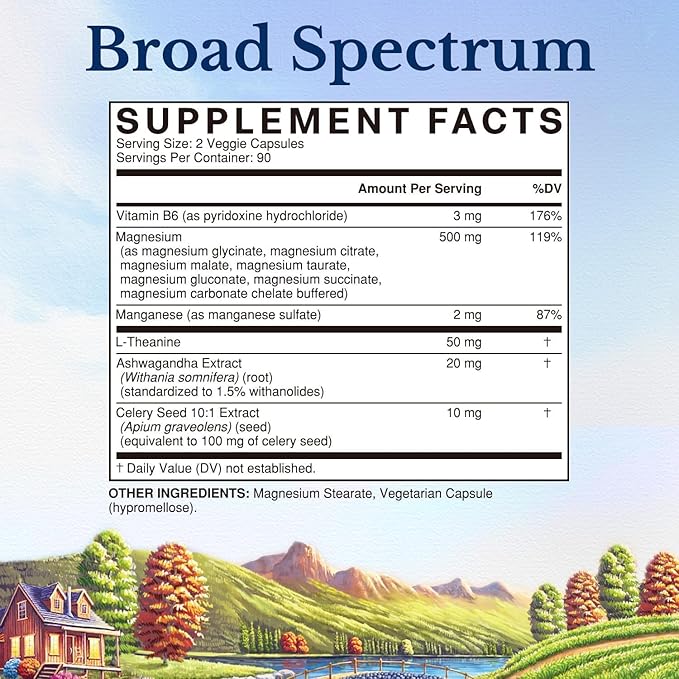 Vitalitown Magnesium Complex Supplement Magnesium Glycinate Citrate &amp Taurate L-theanine Ashwagandha Celery Seed Vitamin B6 Bone Mood Sleep Heart Health 180 Veggie Capsules