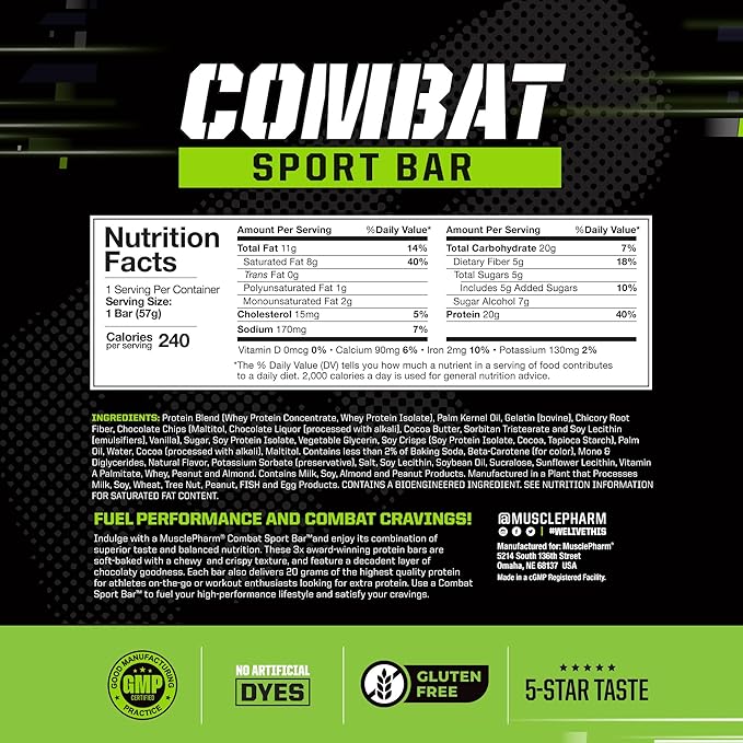 Muscle Pharm Combat Protein 2lb Vanilla and Combat Chocolate Chip Cookie Dough Sport Bars