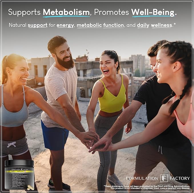 Formulation Factory Melt Mode 10-in-1 Weight Support Metabolism Booster &amp Appetite Control with Green Tea L-Carnitine CLA Glucomannan &amp More (4 Month Supply 240 Capsules)