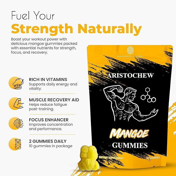 Aristochew Multivitamin for Men Gummies – Men’s Multivitamins Gummies for Energy Immunity &amp Metabolism Support – Non-GMO Gluten-FreeSupplement with 10 Essential Vitamins – Mango Flavor10 Count