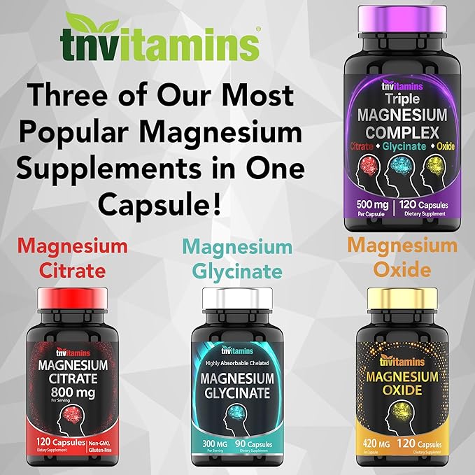 Triple Magnesium Complex 500mg (120 Capsules) &amp Magnesium Glycinate 300mg (90 Capsules)