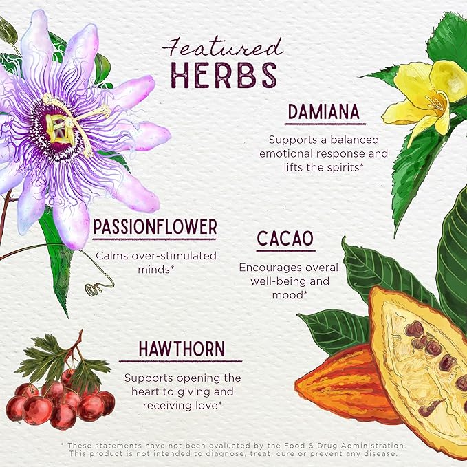 WishGarden Herbs Liquid Bliss Mood Elevator - Plant-Based Herbal Mood Support Supplement Natural Mood Booster with Organic Cacao Cotton Root Passionflower Increases Sense of Connection 2oz