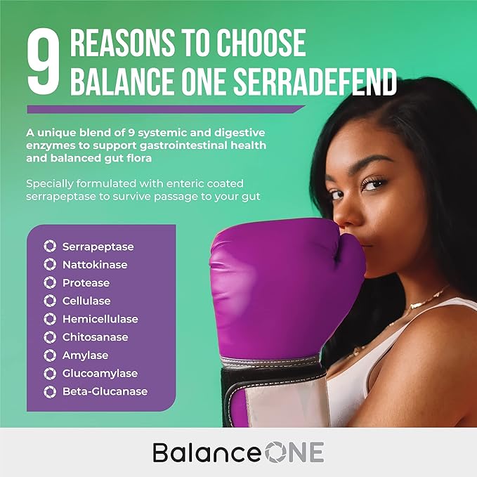 Balance ONE Biofilm Disruptor – Proteolytic Enzymes &amp Defense Supplement with Serrapeptase &amp Nattokinase – Systemic &amp Digestive Support – 60 Capsules 2 Month Supply – for Women &amp Men