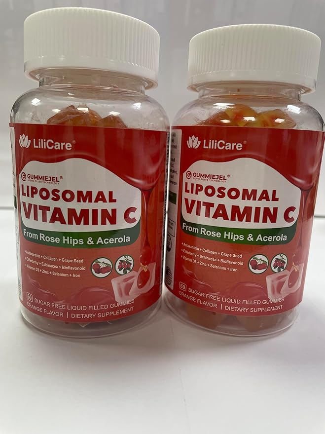 Natural Liposomal Vitamin C 1000mg Gummies for Adults Kids 9+ Chewable Vitamin C w/ 11mg Zinc D3 Elderberry Echinacea BioflavonoidImmune Support Whole Food VIT C from Fruits Sugar Free 2Pack