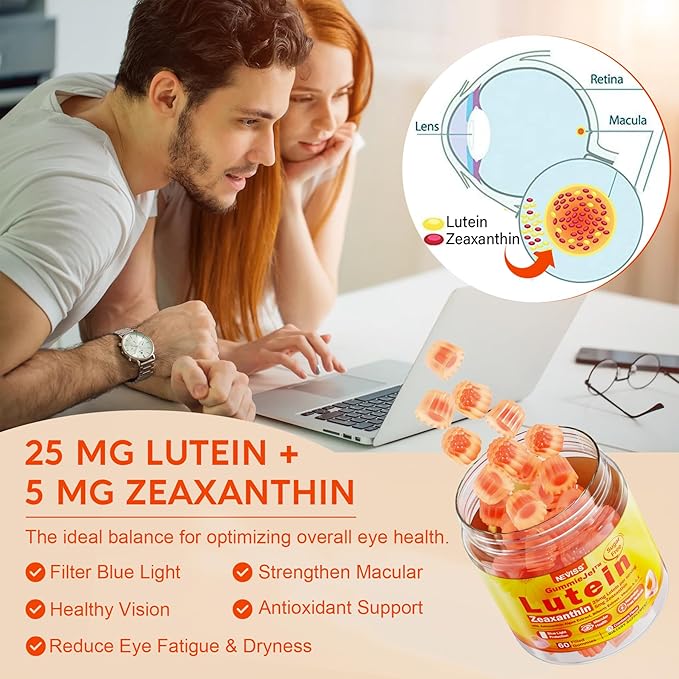 NEVISS Sugar Free Lutein Gummies 60 Count + CoQ10 Gummies 120 Count