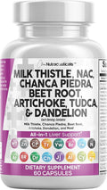 Clean Nutraceuticals Milk Thistle NAC Chanca Piedra Beet Root Artichoke Astragalus Dandelion Root - Liver Cleanse Detox &amp Repair Supplement Plus TUDCA Choline &amp Ginger - 1Pack