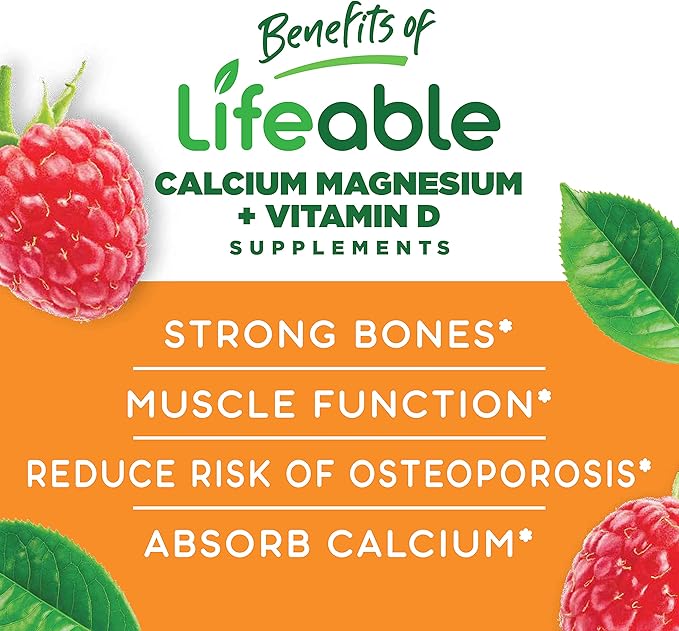 Lifeable Calcium with Vitamin D Kids + Calcium Magnesium &amp Zinc Kids Gummies Bundle - Great Tasting Vitamin Supplement Gluten Free GMO Free Chewable Gummy