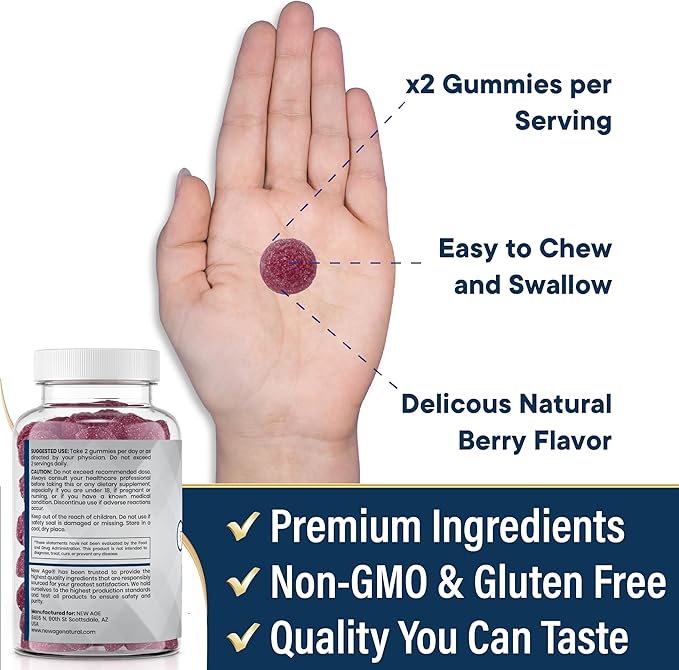 NEW AGE Zinc Gummies - 2 Pack - 50mg High Immune Booster Zinc Supplement Immune Defense Powerful Natural Antioxidant Non-GMO - by New Age 120 Count
