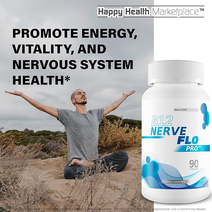 B12 Nerve Flo Pro - Our Best B12 Neuropathy Supplement - Nerve Damage Vitamins - Vitamin B12 Nerve Support Supplement - Magnesium for Muscles And Nerves - Repair Nerve Flow Okinawa Capsaicin Cayenne
