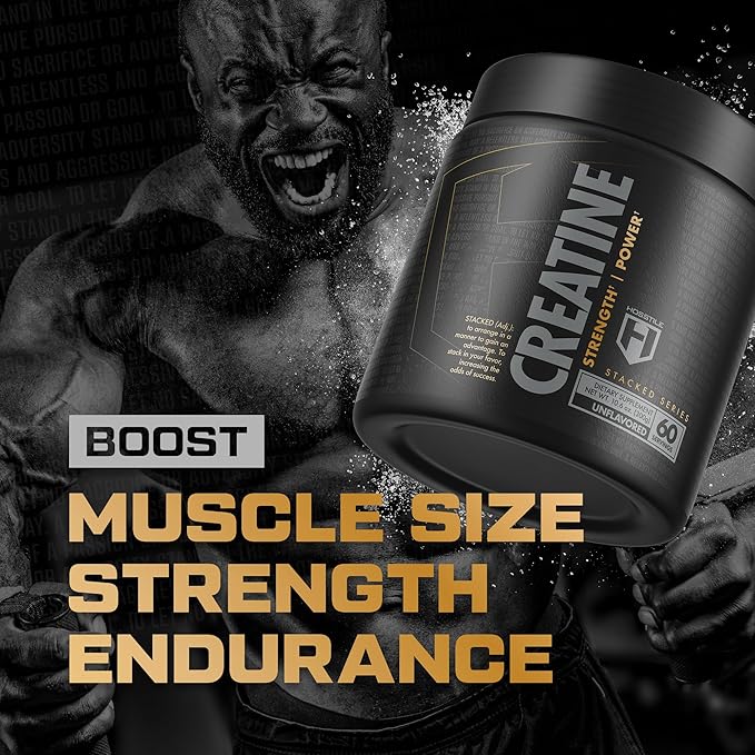 HOSSTILE Creatine Monohydrate Powder for Men &amp Women Micronized Improve Muscle Size Strength &amp Power Output Post Workout Recovery Drink Unflavored 60 Servings