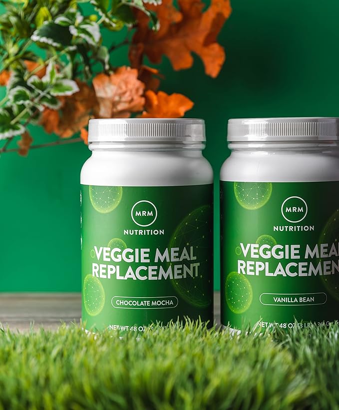 MRM Nutrition Veggie Meal Replacement Protein - Vanilla Bean Flavored 22g Vegan Protein for Women &amp Men Macronutrient Formula with Enzymes &amp Amino Acids - 28 servings