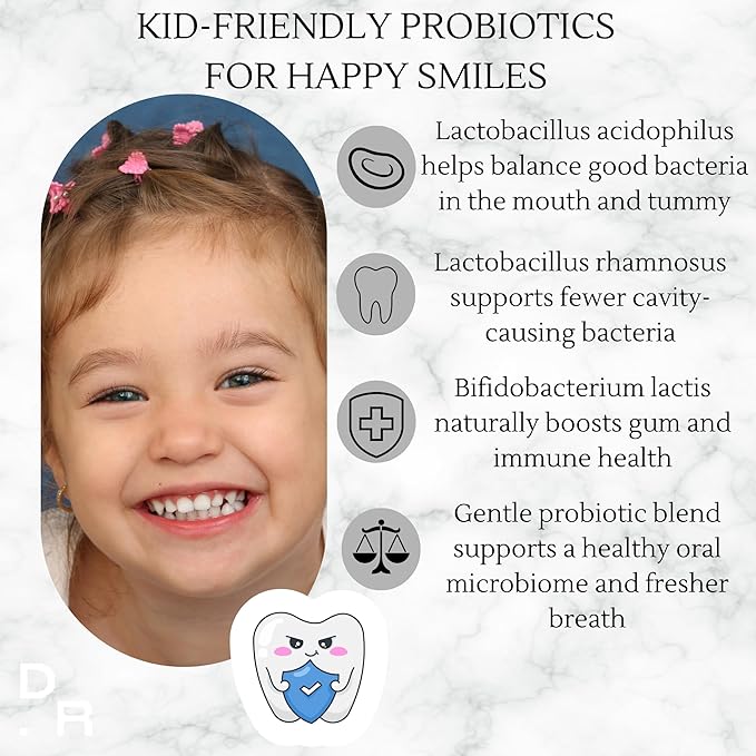 Dentabiom Kid Blueberry – Probiotic Chewable Tablets for Oral Health Sugar-Free 30 Count (Kid - Blueberry)