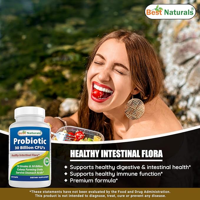 Best Naturals Probiotic 10 Strains &amp 30 Billion CFU &amp Magnesium Oxide 500 mg