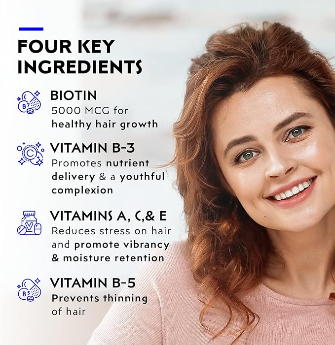 Elon Matrix 5000 Complete Multivitamin — Skin Hair and Nail Growth Vitamins — Healthy Hair Growth Vitamins for Women &amp Men — 5000Mcg Biotin Supplement (60 Day Supply)
