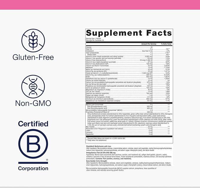 Metagenics Wellness Essentials Women’s - Daily Packets* - Multivitamin Omega‑3s &amp Antioxidants for Bone Immune &amp Energy Support* - Non‑GMO Gluten‑Free - 30 Packets
