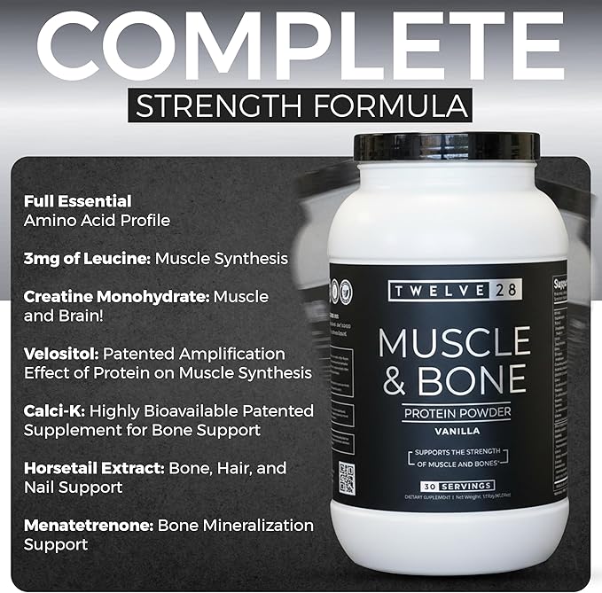 Wellness Muscle &amp Bone Protein Powder – Daily Nutrition for Active Lifestyles Muscle Support Bone Health Easy-to-Mix Vegan-Friendly &amp Vanilla Flavor – 30 Servings