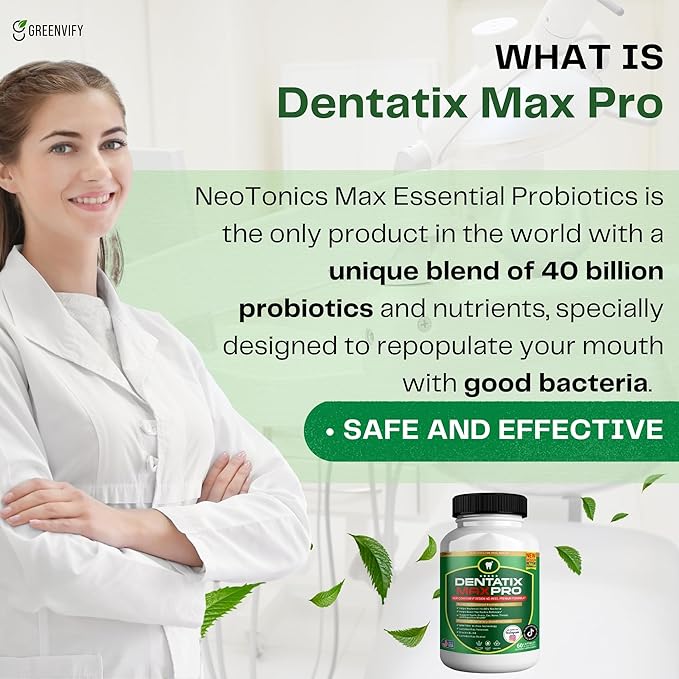Dentatix Max Pro for Gums and Teeth Health &amp Fresh Breath - 40 Billion CFU Advanced Oral Probiotics for Mouth Bad Breath Capsule Supplement (8)