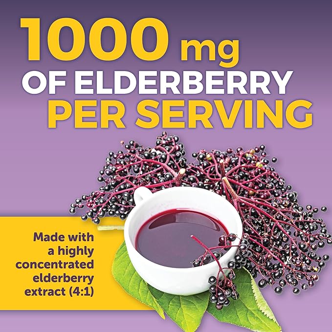 Viva Naturals Elderberry with Vitamin C and Zinc (120 Capsules) - 1000mg Sambucus Elderberry Immune Support Supplement Black Elderberry Capsules for Adults Elderberry Vitamins - 2 Months Supply