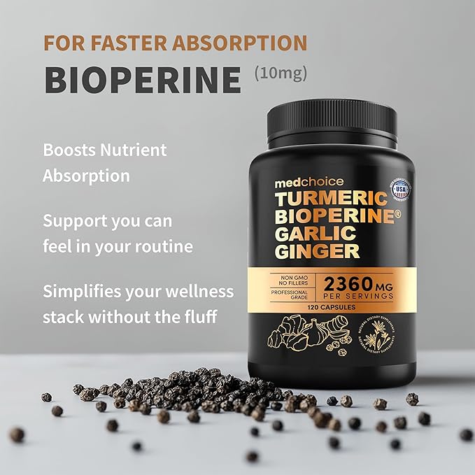 4-in-1 Turmeric Joint Support Supplements with Garlic and BioPerine - 2360 mg High Potency Herbal Blend for Mobility Everyday Flexibility Digestive Comfort Active Aging Support (120ct Pack of 4)