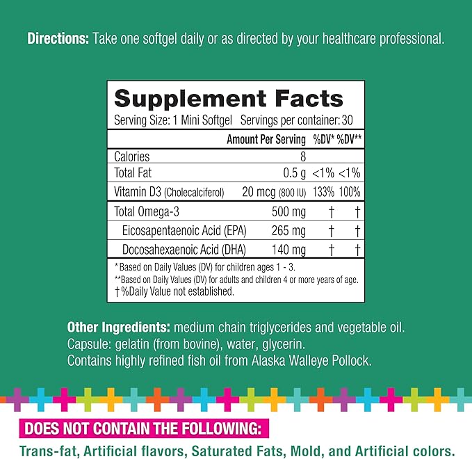 Lifetrients Learn+D - Vitamin D3 Omega 3 Formulation - 30 Mini Softgels