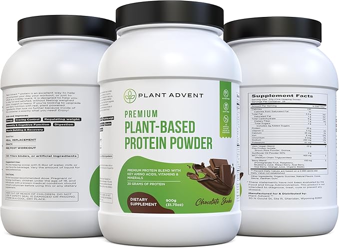Premium Plant-Based Protein Powder - 100% Vegan No Artificial Flavors Gluten-Free and Dairy-Free (2 lbs Chocolate Shake)