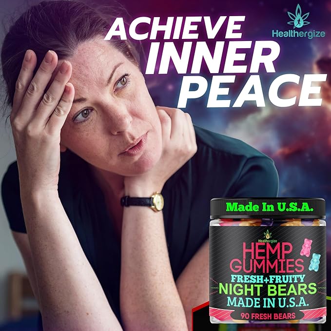 Hemp Gummies for Sleep-Calm Relaxation Fruity Gummy Bears Edibles Restful Bedtime-Natural Hemp Oil Omega Candy-Made in USA-90 Count