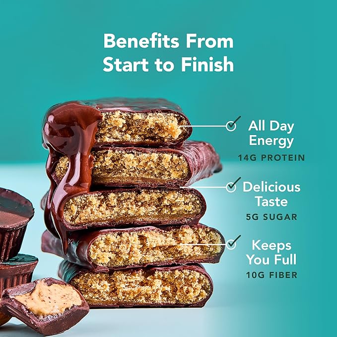 ALOHA Organic Plant Based Protein Bars - Almond Butter Cup - 12 Bars Vegan Low Sugar Gluten-Free Paleo Low Carb Non-GMO No Stevia No Erythritol