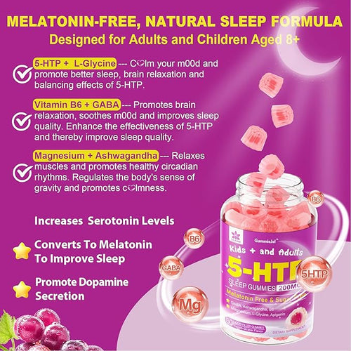 5HTP Gummies with Magnesium Glycinate + Kids Sleep Gummies - Magnesium Glycinate Gummies