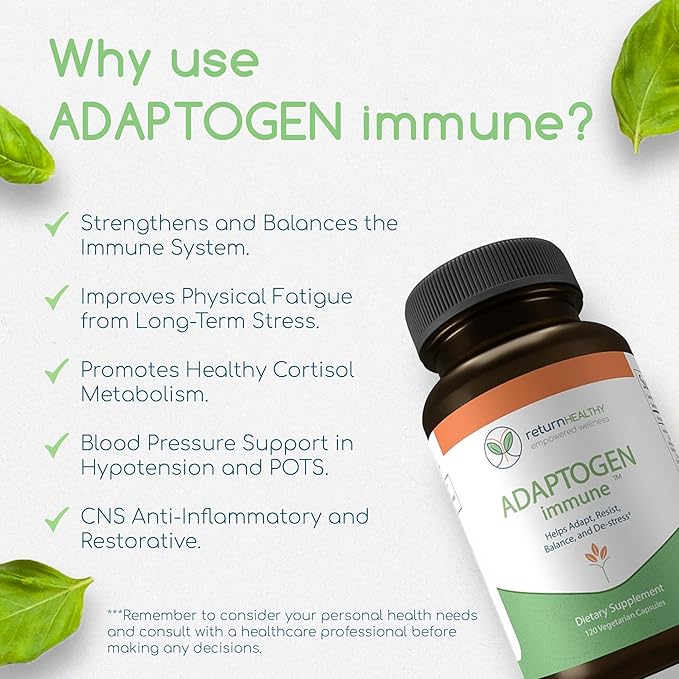 Adaptogen Immune Adaptogens Supplements Ashwagandha Supplements with Siberian Ginseng Astragalus Root and More - Promotes Healthy Body Functioning - Stress Relief Supplement 120 Capsules