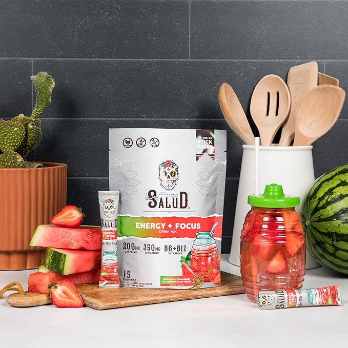 Salud Variety 3-Pack | 2-in-1 Calm + Sleep (Lemon Honey) Hydration + Immunity (Hibiscus) &amp Energy + Focus (Strawberry Watermelon) - 15 Servings Each Drink Mix Non-GMO Gluten Free Low Calorie