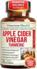Organic Apple Cider Vinegar with Turmeric Curcumin Supplement &amp Ginger for Digestive Health Metabolism Energy &amp Joint Support – Organic Turmeric &amp Apple Cider Vinegar Capsules – 60 Vegan