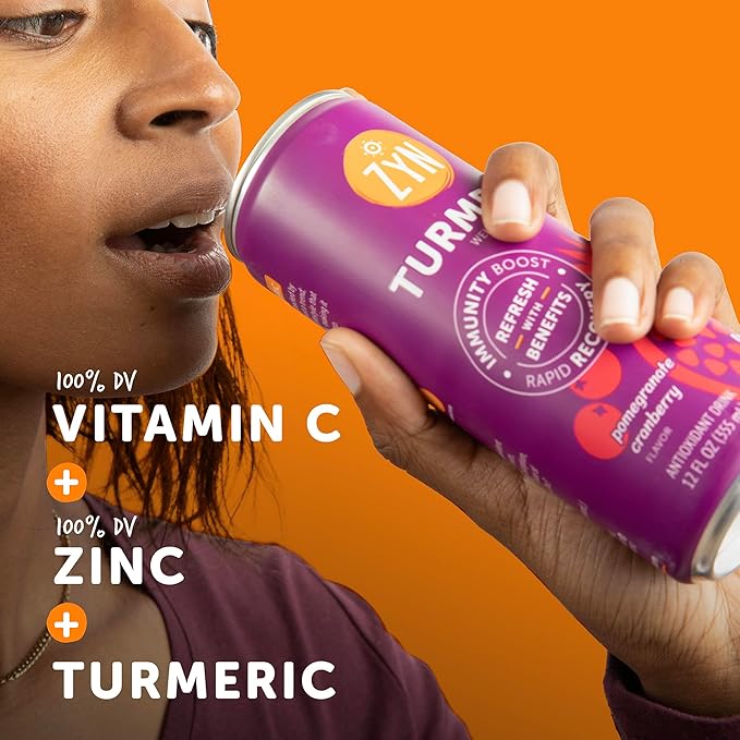 ZYN Turmeric Wellness Drink (6 Pack) Pomegranate Cranberry Flavored Turmeric Curcumin with Black Pepper No Added Sugar Low Carb &amp Low Calorie Clean Alternative