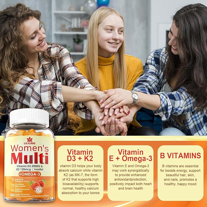 Womens Multivitamin Gummies Vegan Omega3 Gummies 1280mg