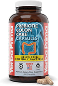 Yerba Prima Prebiotic Colon Care Capsules 400 Caps - Five Forms of Fiber Plus FOS Pre-biotics - Dietary Health Supplement - Healthy Soluble &amp Insoluble Fibers for Regularity &amp Digestive Suppo