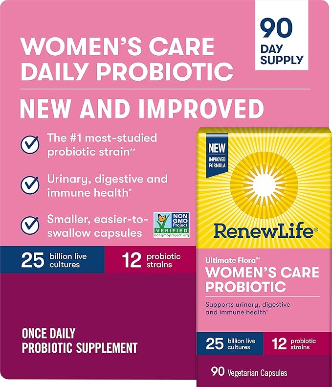 Renew Life Ultimate Flora Women's Care Probiotic 25 Billion CFU 90 Capsules (Package May Vary)