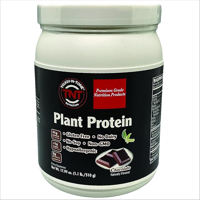TOUGH-N-TONE Premium Grade Plant Protein a Delicious Chocolate Vegan Shake peas Cranberry chia and Sacha inchi Omega-3 EFAs Vegan &amp Vegetarian no Dairy no Wheat no Gluten no Soy