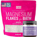 10 LBS Magnesium Flakes for Bath (Unscented) with Nighttime Magnesium Cream - Bundle