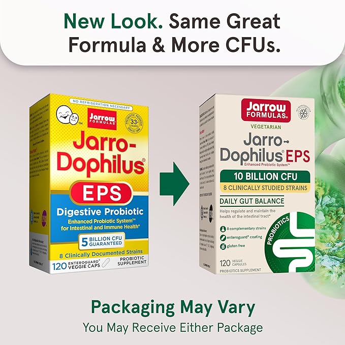Jarrow Formulas Probiotics Bundle with Fem-Dophilus 1 Billion CFU and Jarro-Dophilus EPS 10 Billion CFU 180 Veggie Capsules