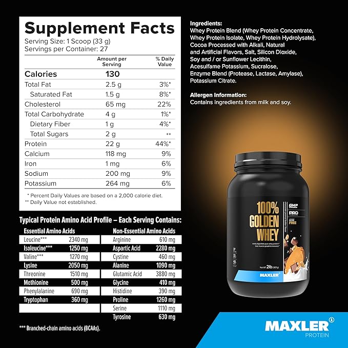 Maxler 100% Golden Whey Cinnamon Bun and Chocolate Peanut Butter Bundle