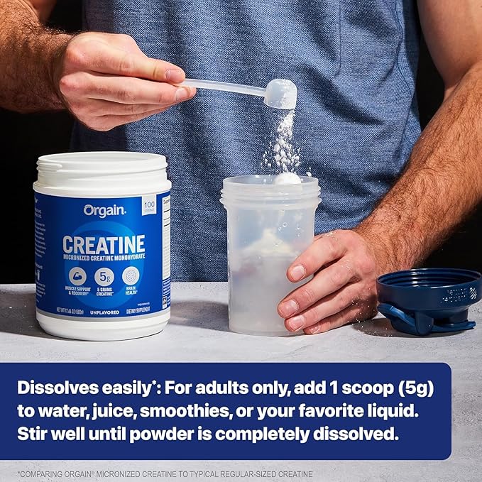 Orgain Creatine Monohydrate Powder 17.64 Oz (100 Servings) &amp Organic Vegan Vanilla Bean Protein Powder 2.03 lb Bundle - Plant-Based Protein and Muscle Support
