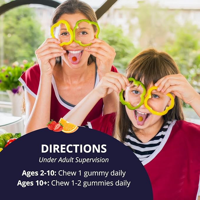 NuBest Daily Probiotic Gummies for Kids &amp Teens with 5 Billion CFUs | Supports Immune Gut and Digestive Health | No Added Sugar | Yummy Strawberry &amp Orange Flavors | 60 Premium Vegan Gummies