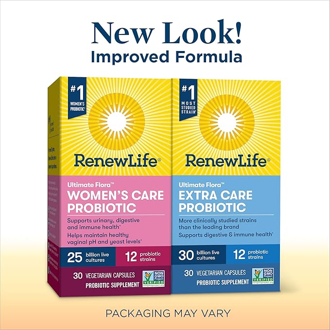 Renew Life Adult Probiotic Supplement Bundle Pack - Women's Care 25B and Extra Care 30B 30 Count (Pack of 2)
