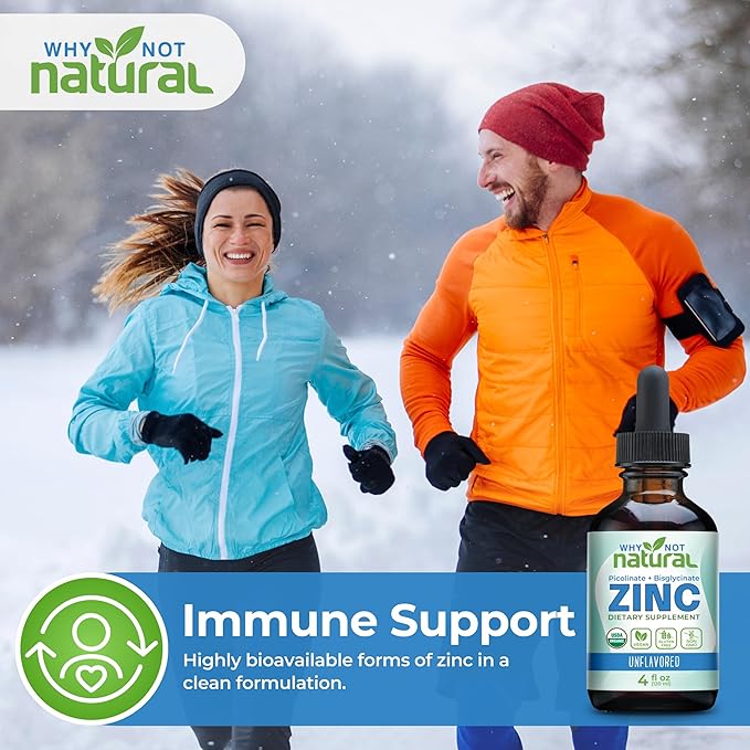 Organic Liquid Zinc Drops Supplement with Chelated Picolinate and Bisglycinate Vegan