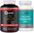 Qunol CoQ10 100mg Softgels 3X Better Absorption Antioxidant for Heart Health &amp Energy Production 4 Month Supply 120 Count Magnesium 3 in 1 Tablets with Calcium Magnesium &amp Zinc 270 Count